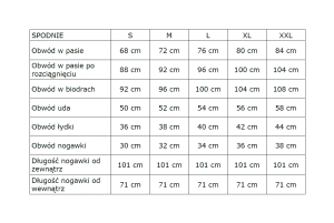rozmiary spodni dresowych