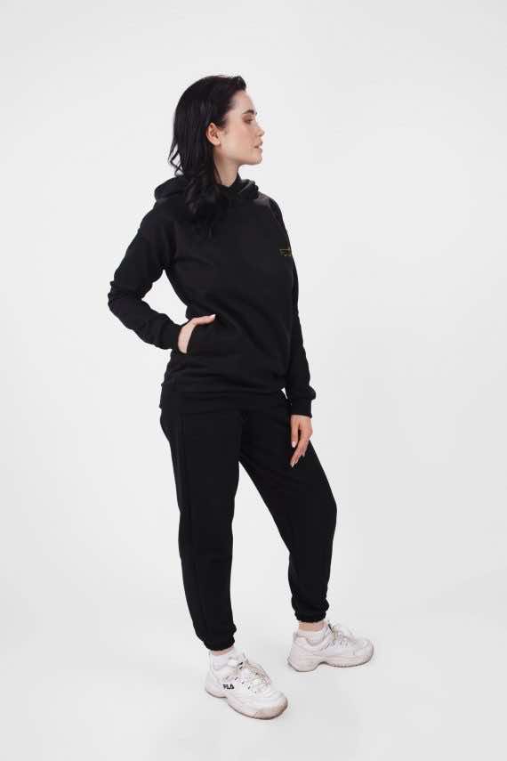 Czarna bluza z kapturem bawełna bio dziendobrysklep.com