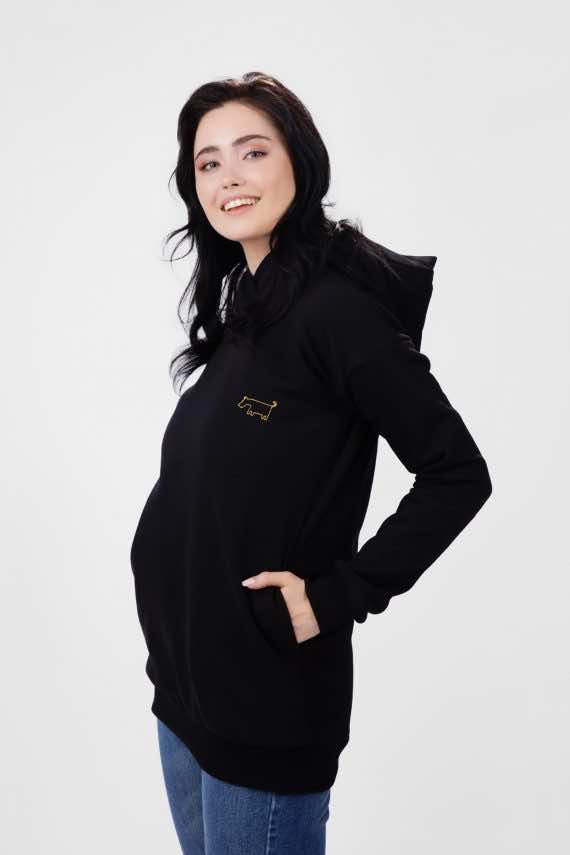 Czarna bluza z kapturem bawełna bio dziendobrysklep.com
