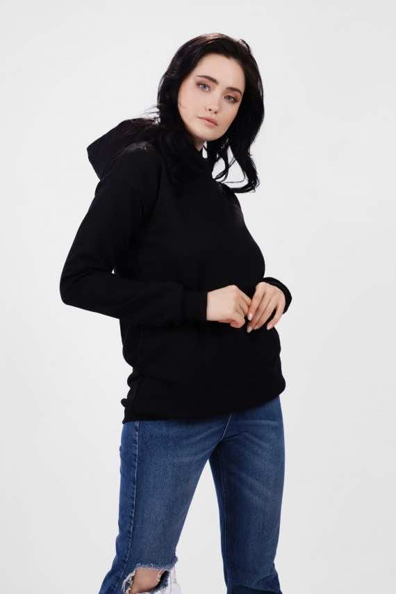 Czarna bluza z kapturem bawełna bio dziendobrysklep.com