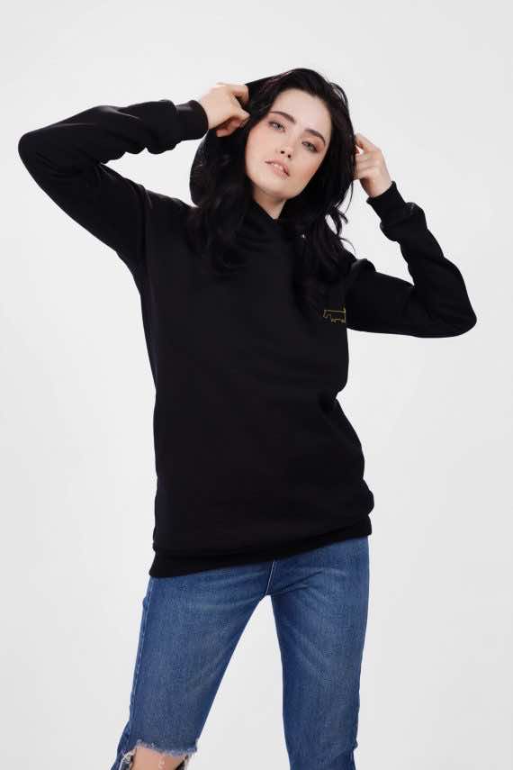 Czarna bluza z kapturem bawełna bio dziendobrysklep.com