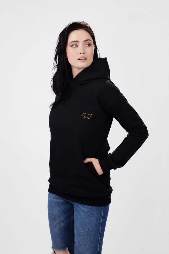 Czarna bluza z kapturem bawełna bio dziendobrysklep.com